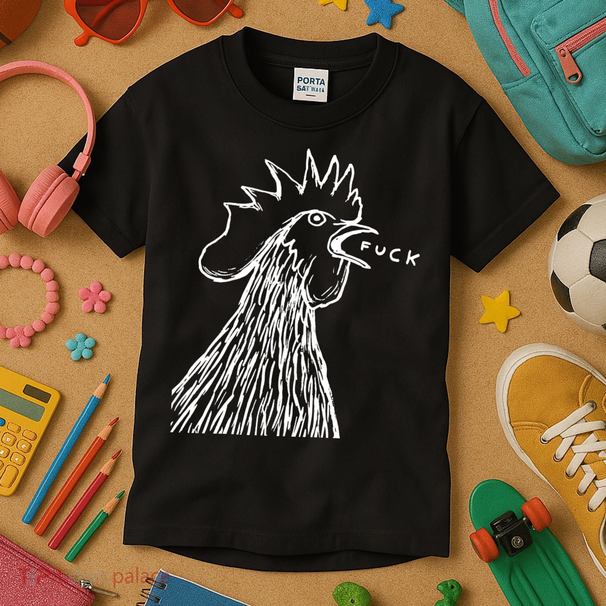 Funny Chicken Rooster Saying Fuck Kids T-Shirt