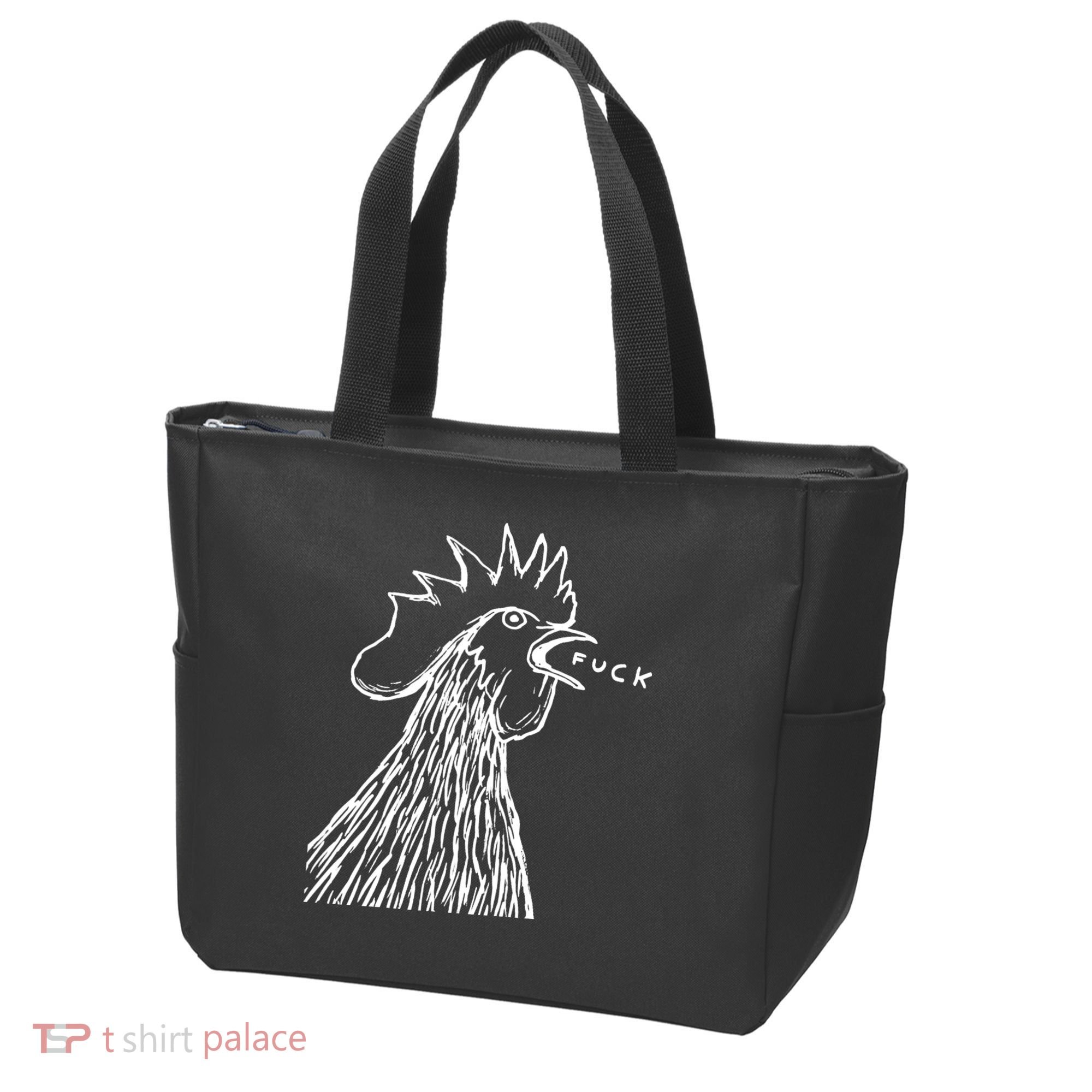 Funny Chicken Rooster Saying Fuck Tote Bag