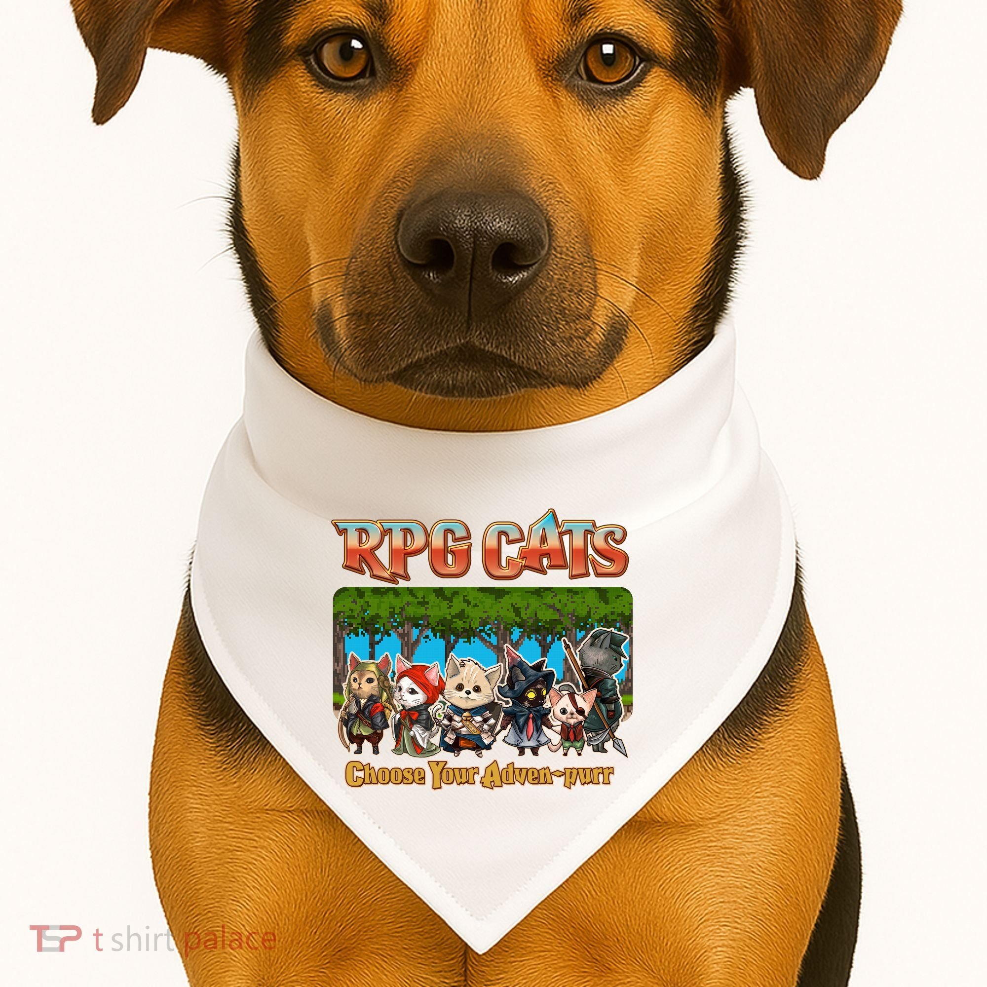 Funny Cute RPG Cats Choose Your Advenpurr USA-Made Doggie Bandana