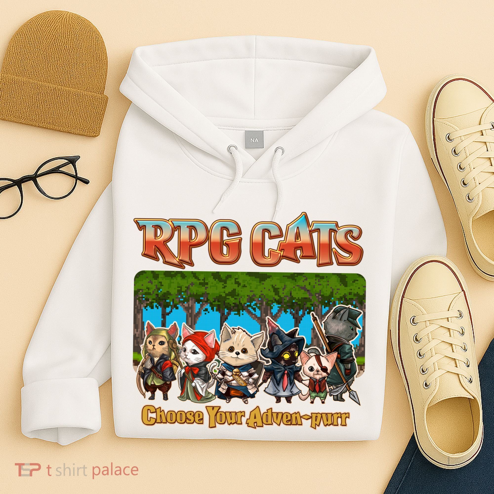 Funny Cute RPG Cats Choose Your Advenpurr Hoodie