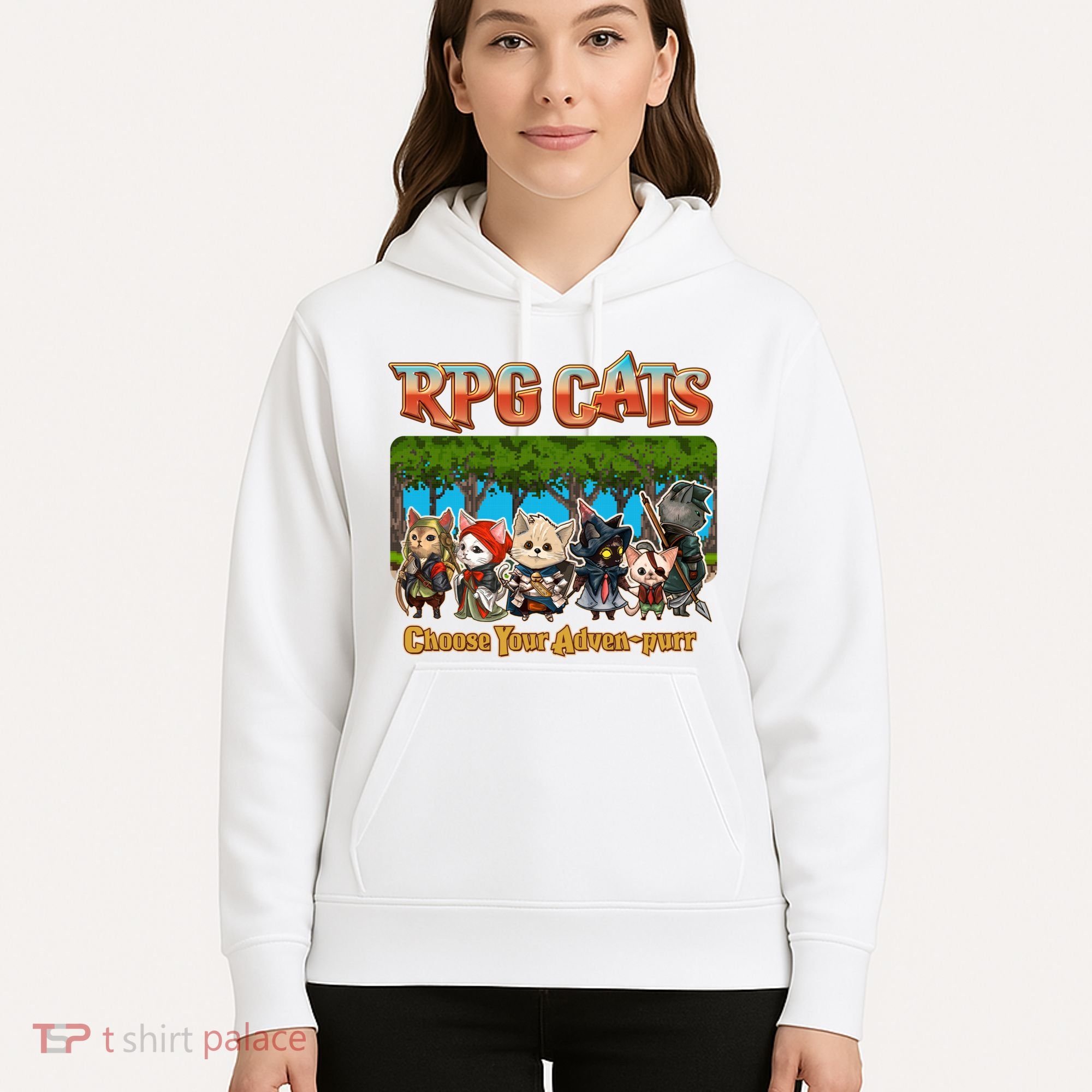 Funny Cute RPG Cats Choose Your Advenpurr Hoodie