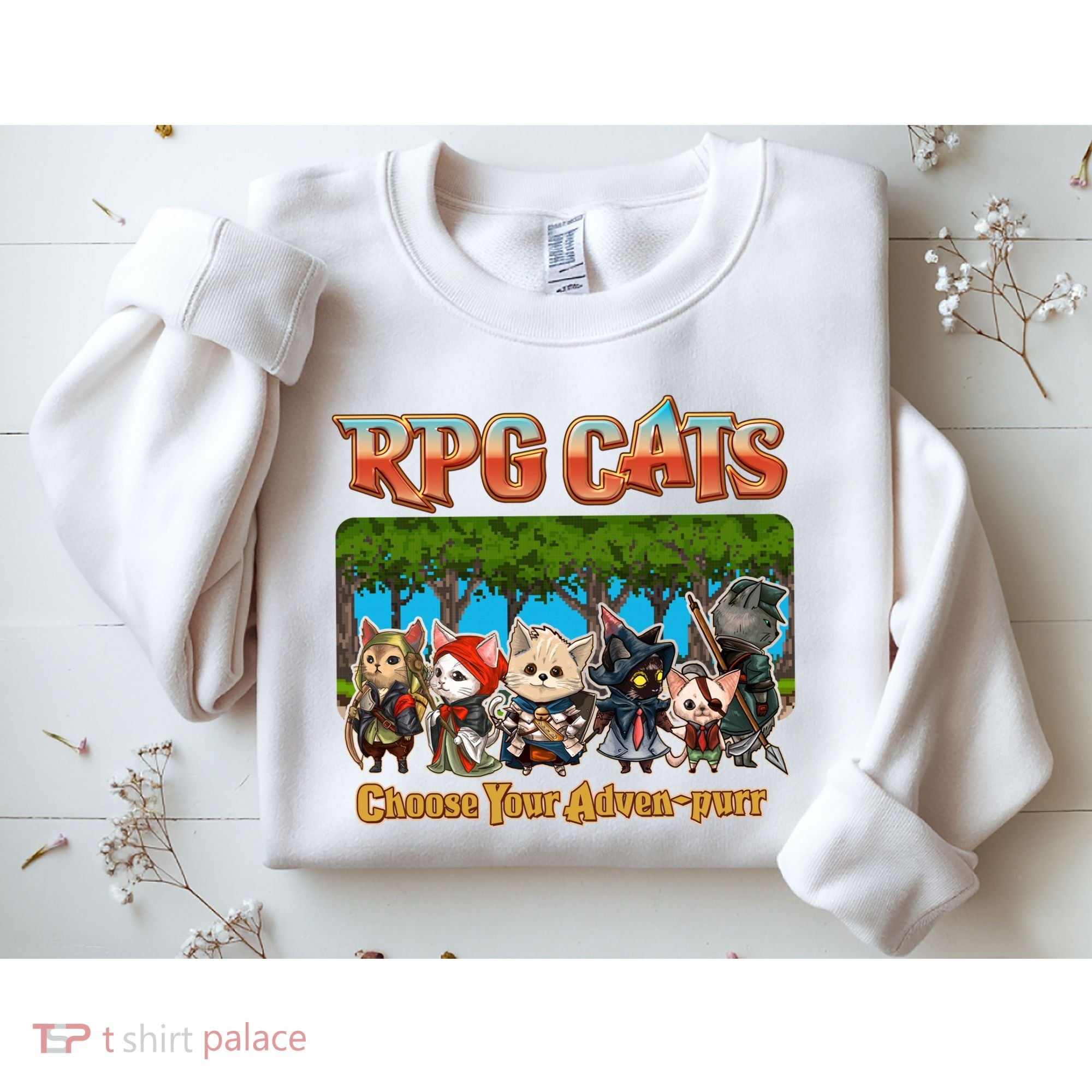Funny Cute RPG Cats Choose Your Advenpurr Sweatshirt