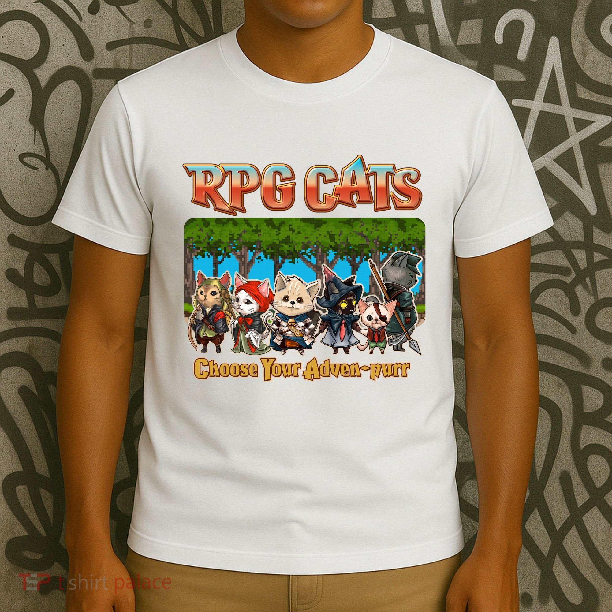 Funny Cute RPG Cats Choose Your Advenpurr T-Shirt