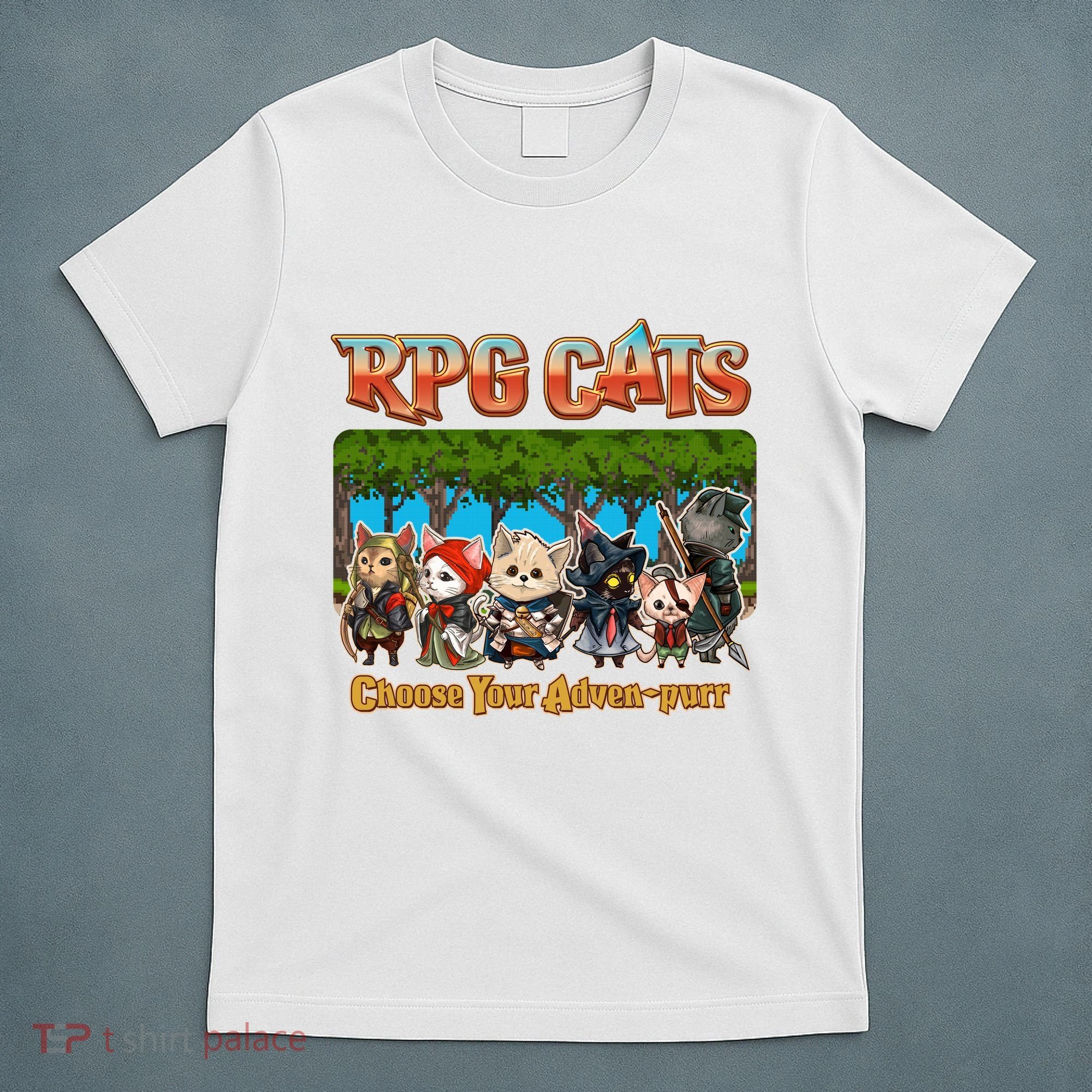 Funny Cute RPG Cats Choose Your Advenpurr T-Shirt