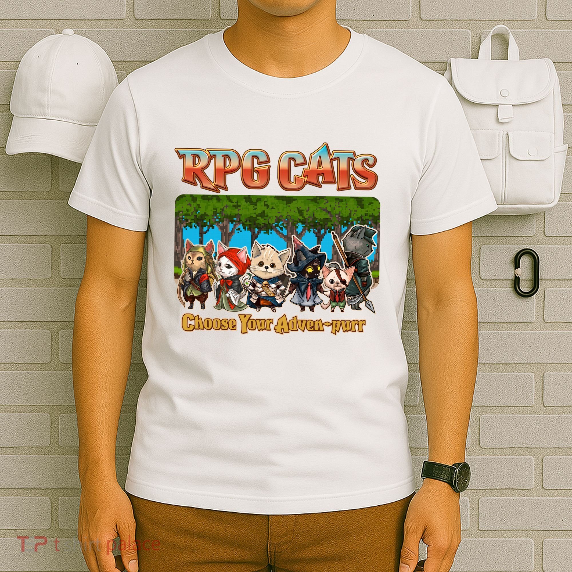 Funny Cute RPG Cats Choose Your Advenpurr T-Shirt