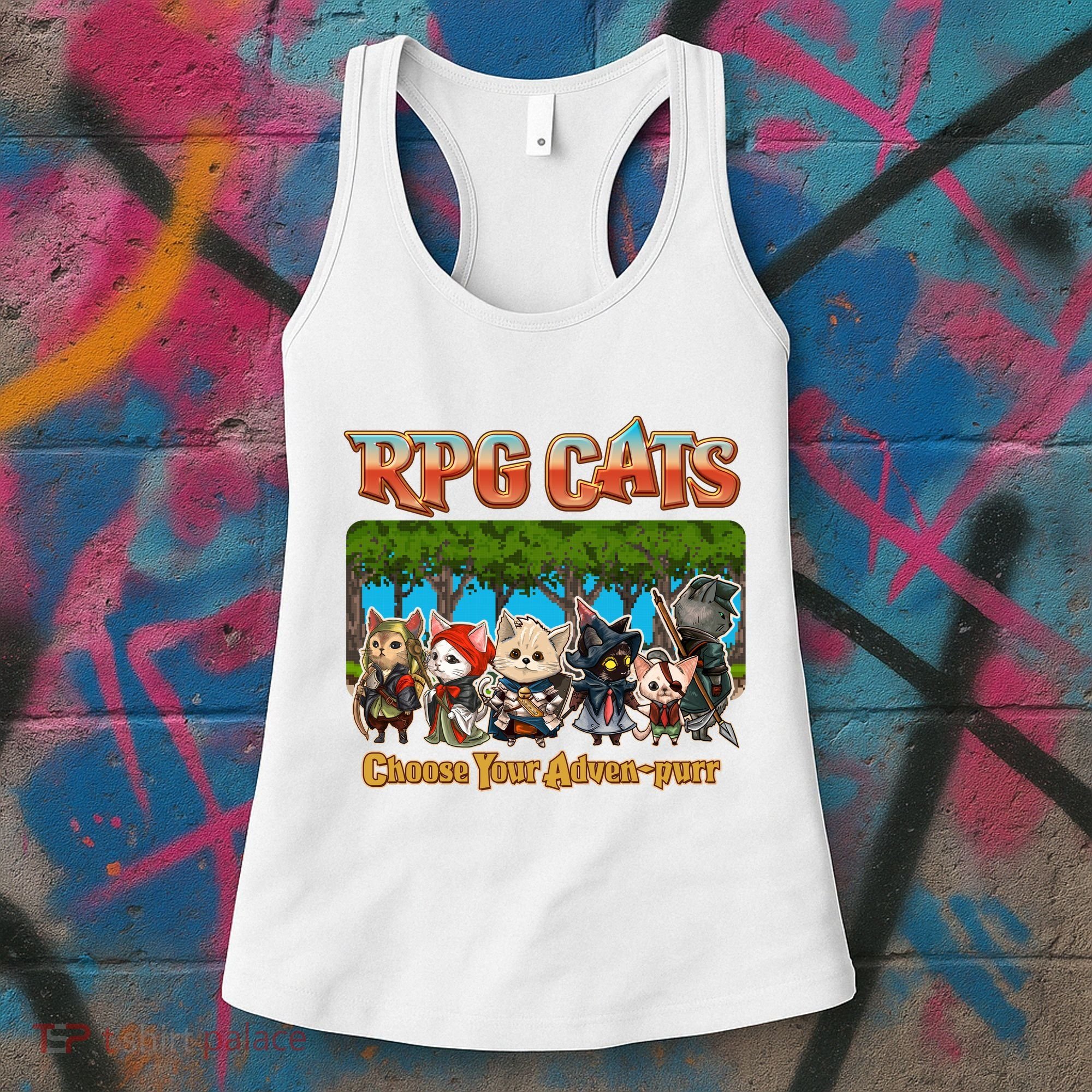 Funny Cute RPG Cats Choose Your Advenpurr Women's Tank Top