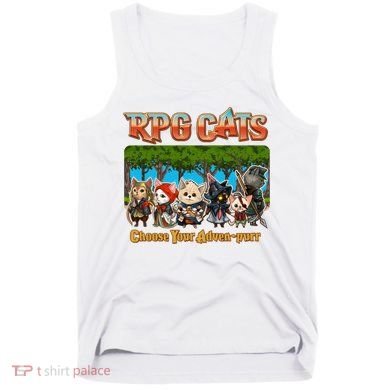 Funny Cute RPG Cats Choose Your Advenpurr Tank Top
