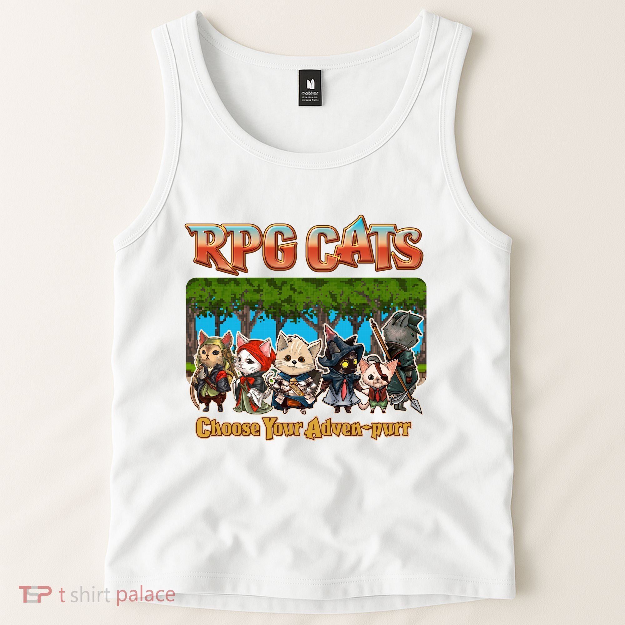Funny Cute RPG Cats Choose Your Advenpurr Tank Top