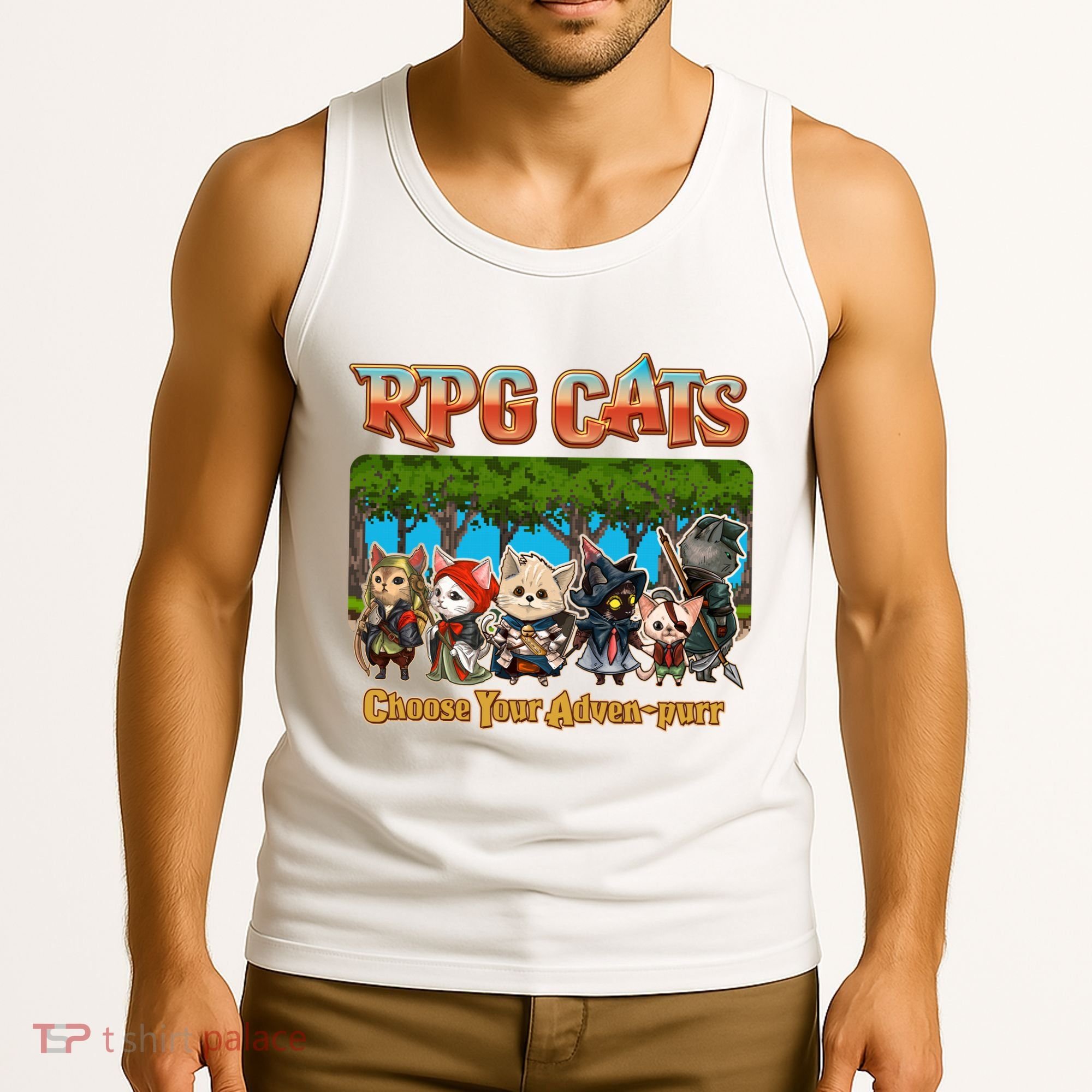 Funny Cute RPG Cats Choose Your Advenpurr Tank Top