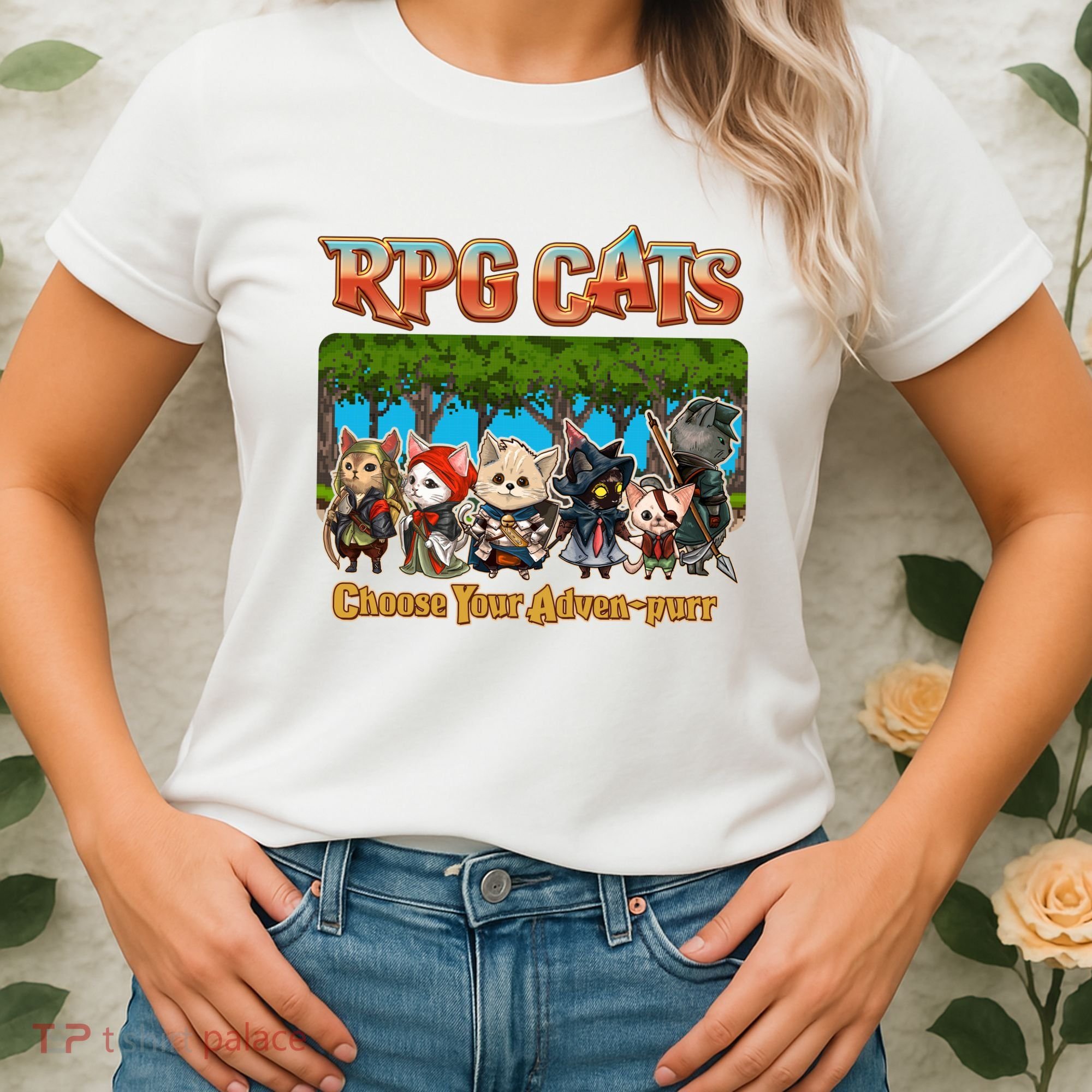 Funny Cute RPG Cats Choose Your Advenpurr Women's T-Shirt