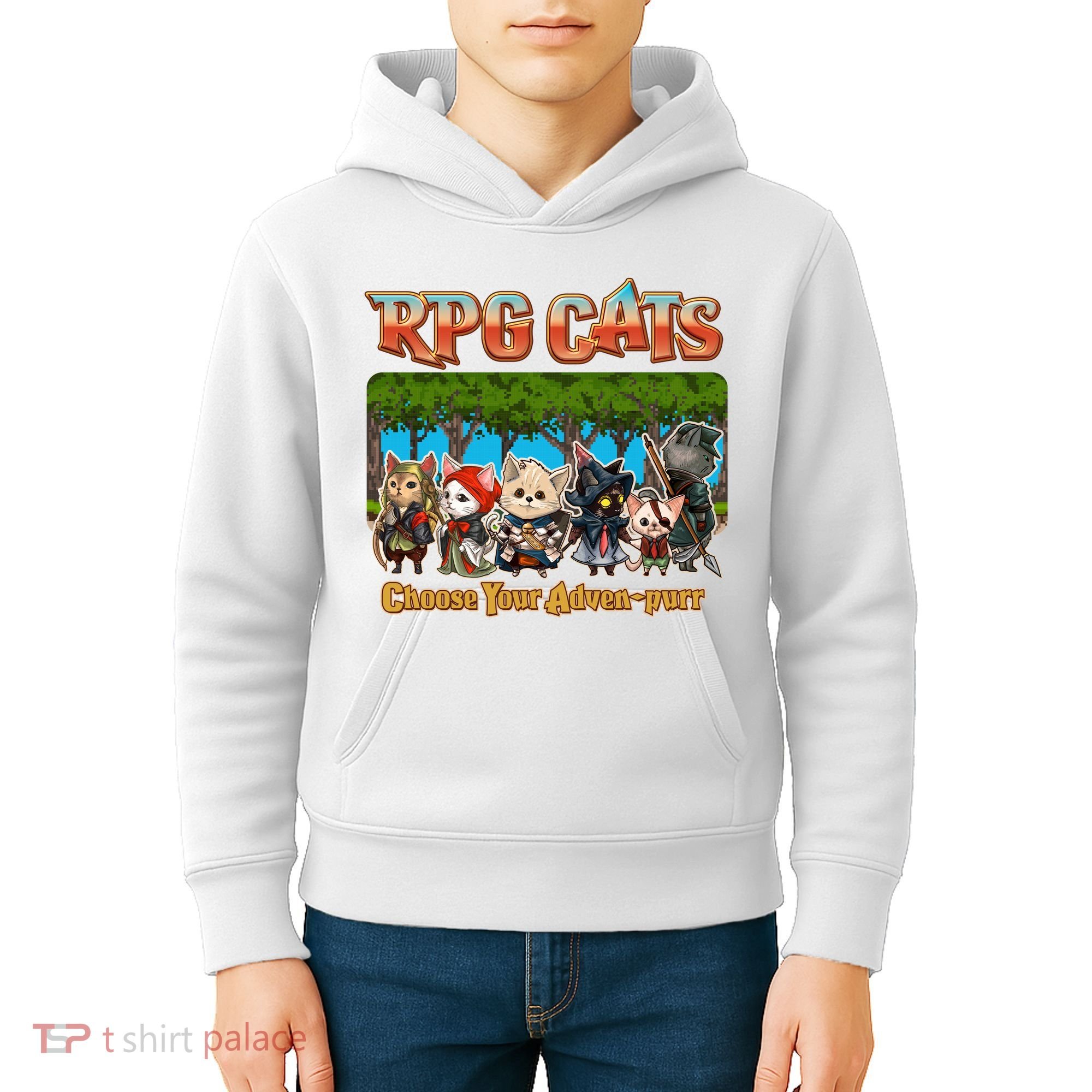 Funny Cute RPG Cats Choose Your Advenpurr Kids Hoodie