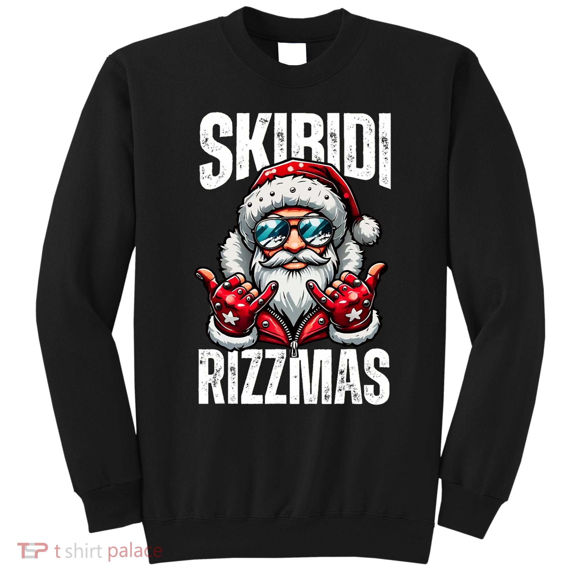 Funny Christmas Rizz Santa Ski Bi Di Rizzmas Sweatshirt