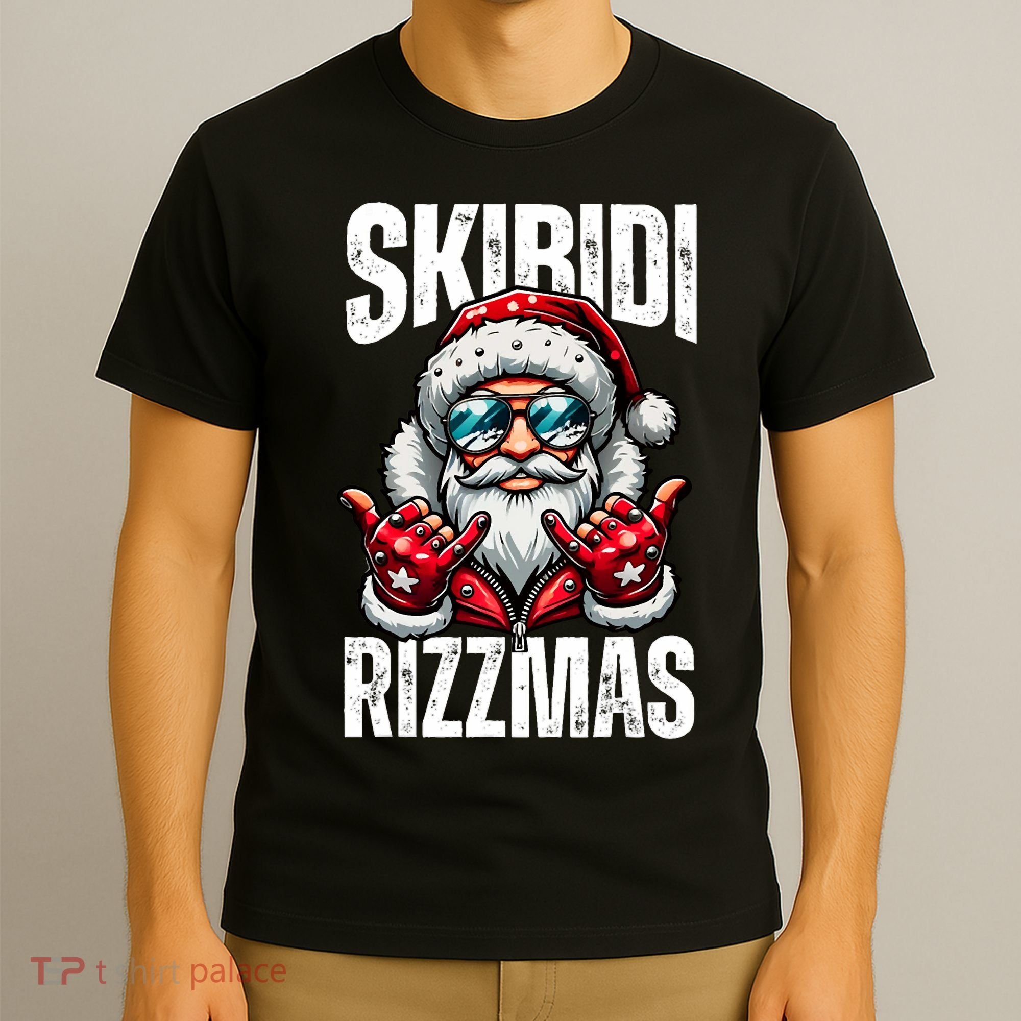 Funny Christmas Rizz Santa Ski Bi Di Rizzmas T-Shirt