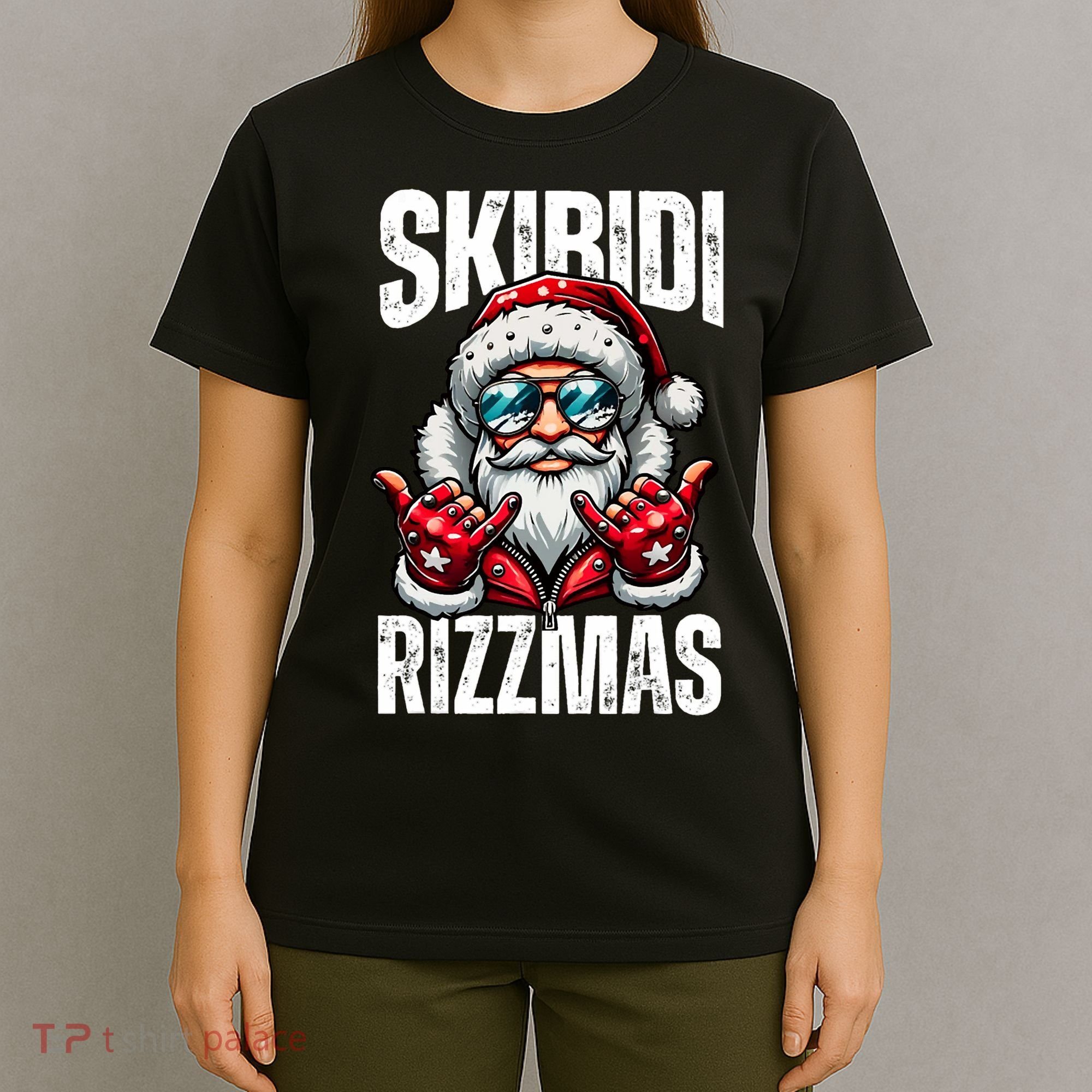 Funny Christmas Rizz Santa Ski Bi Di Rizzmas T-Shirt