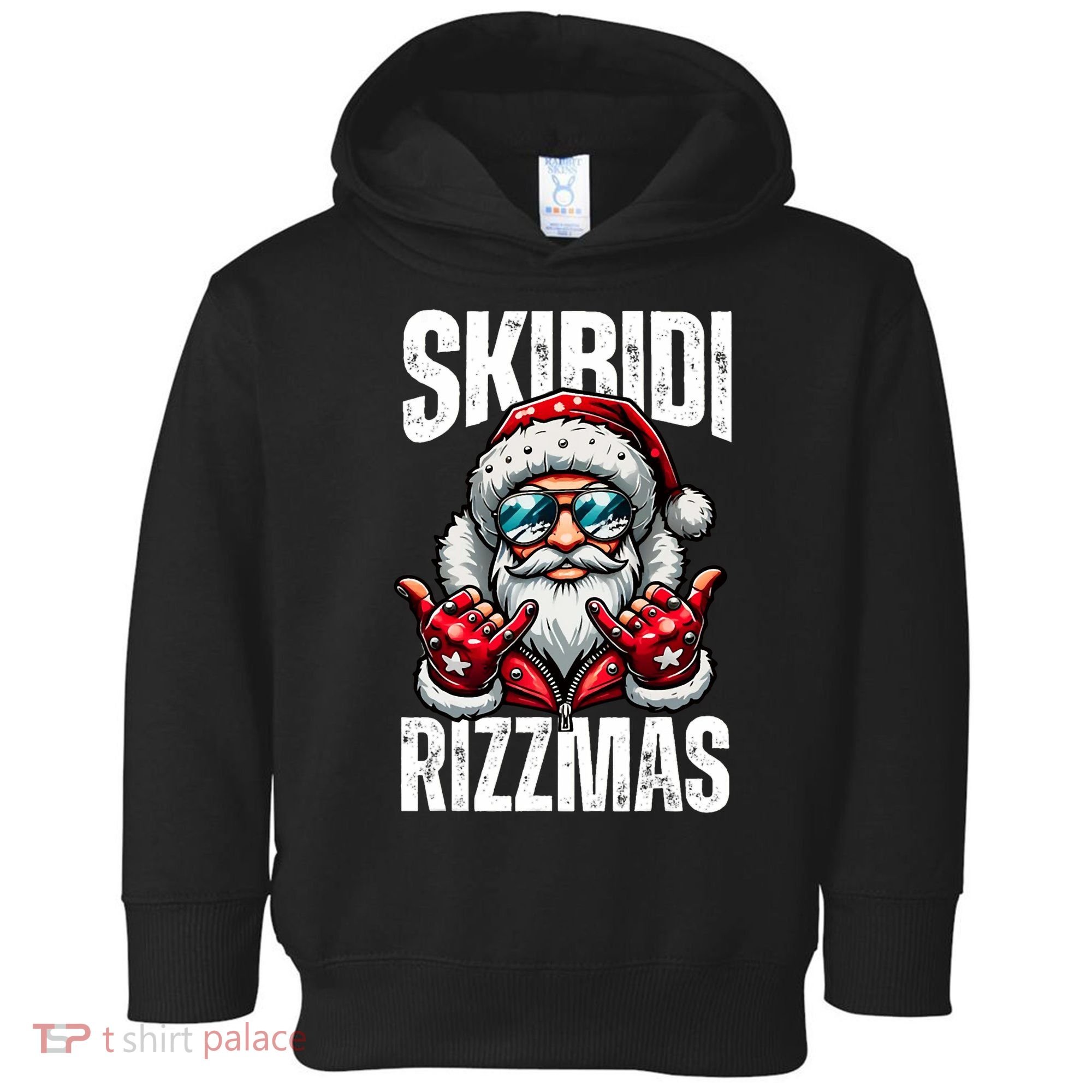 Funny Christmas Rizz Santa Ski Bi Di Rizzmas Toddler Hoodie