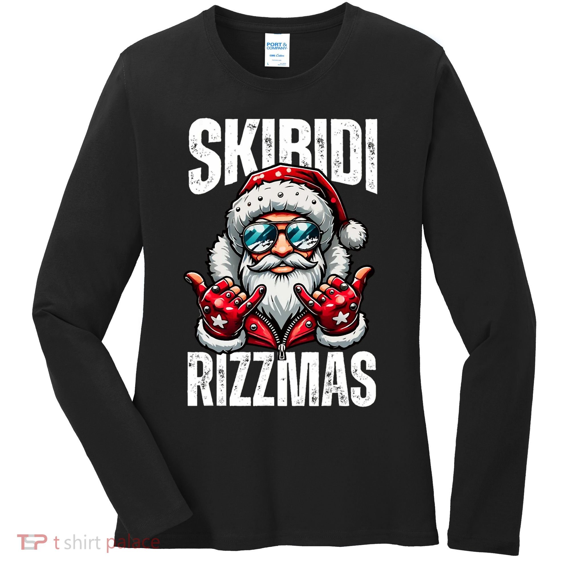 Funny Christmas Rizz Santa Ski Bi Di Rizzmas Women's Long Sleeve Shirt