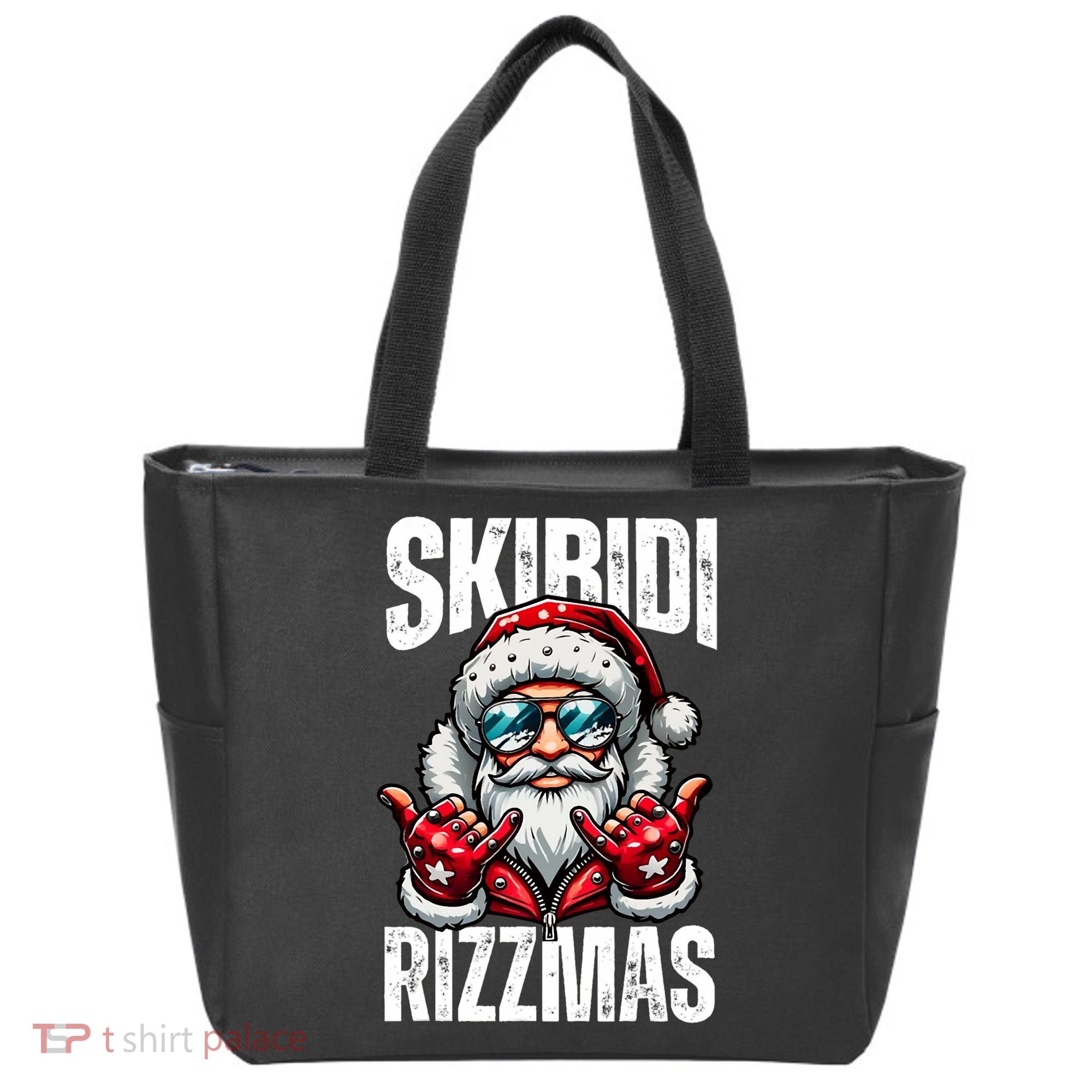 Funny Christmas Rizz Santa Ski Bi Di Rizzmas Tote Bag