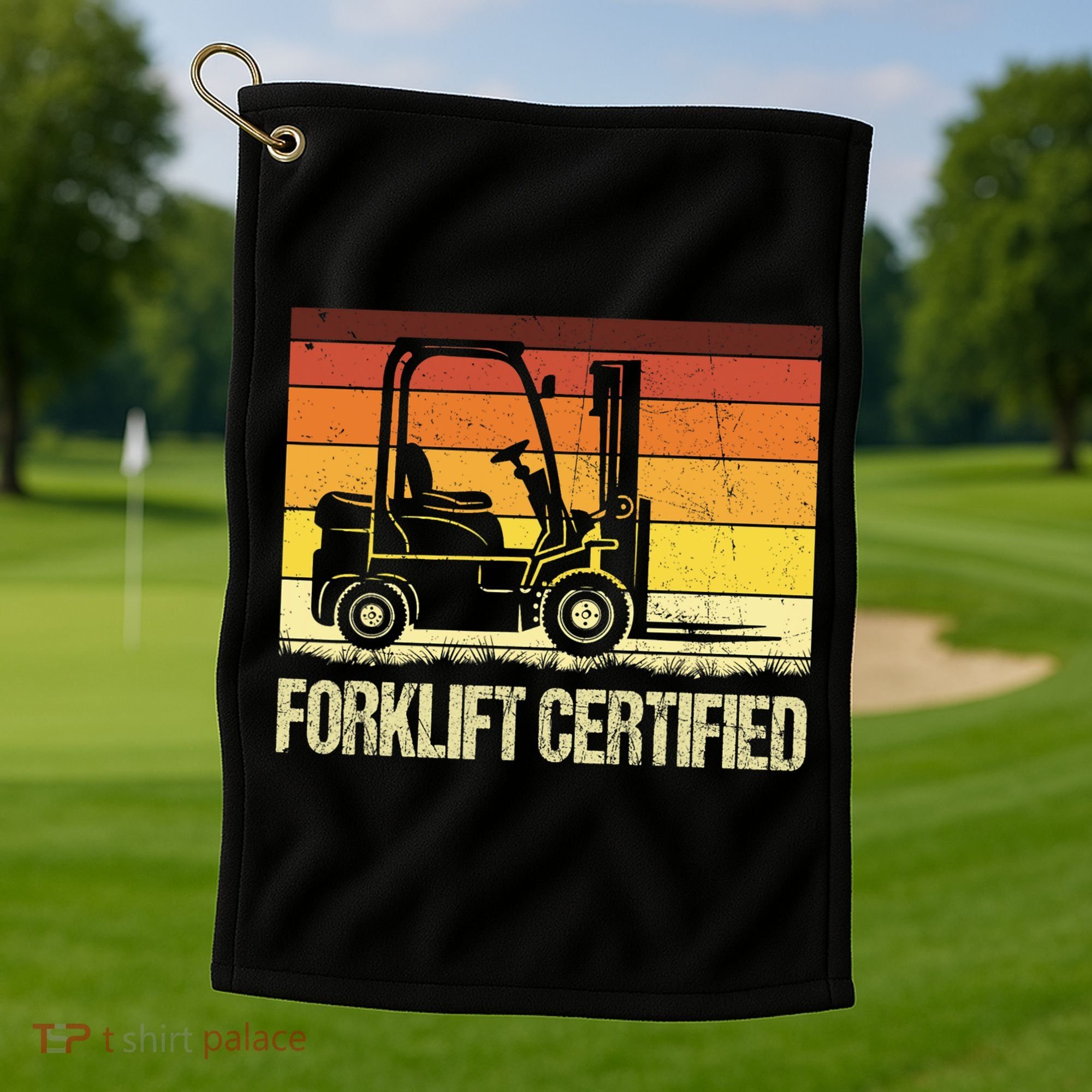 Forklift Certified Retro Forklift Operator Forklift Driver Golf Towel