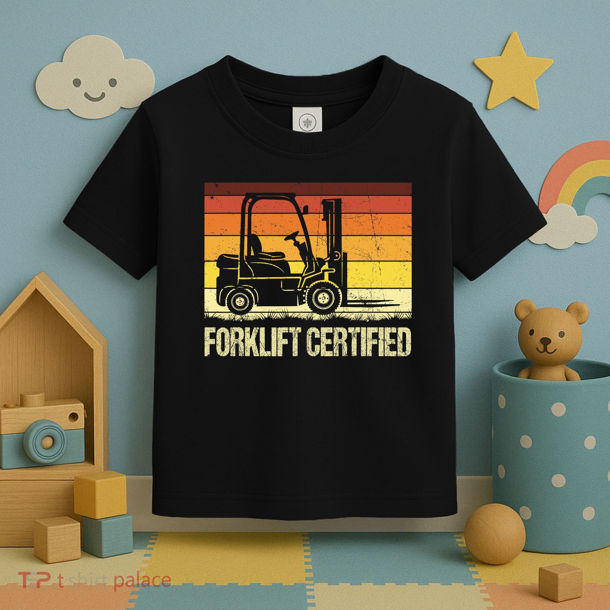 Forklift Certified Retro Forklift Operator Forklift Driver Toddler T-Shirt