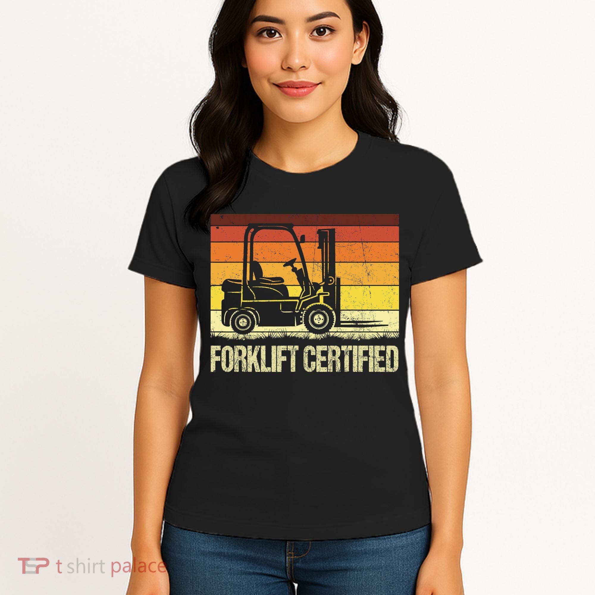 Forklift Certified Retro Forklift Operator Forklift Driver Women's T-Shirt