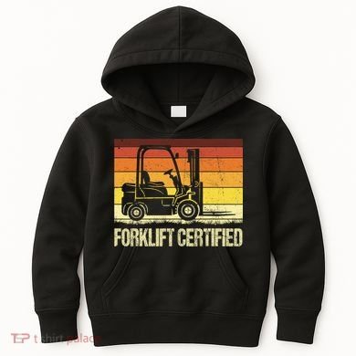 Forklift Certified Retro Forklift Operator Forklift Driver Kids Hoodie