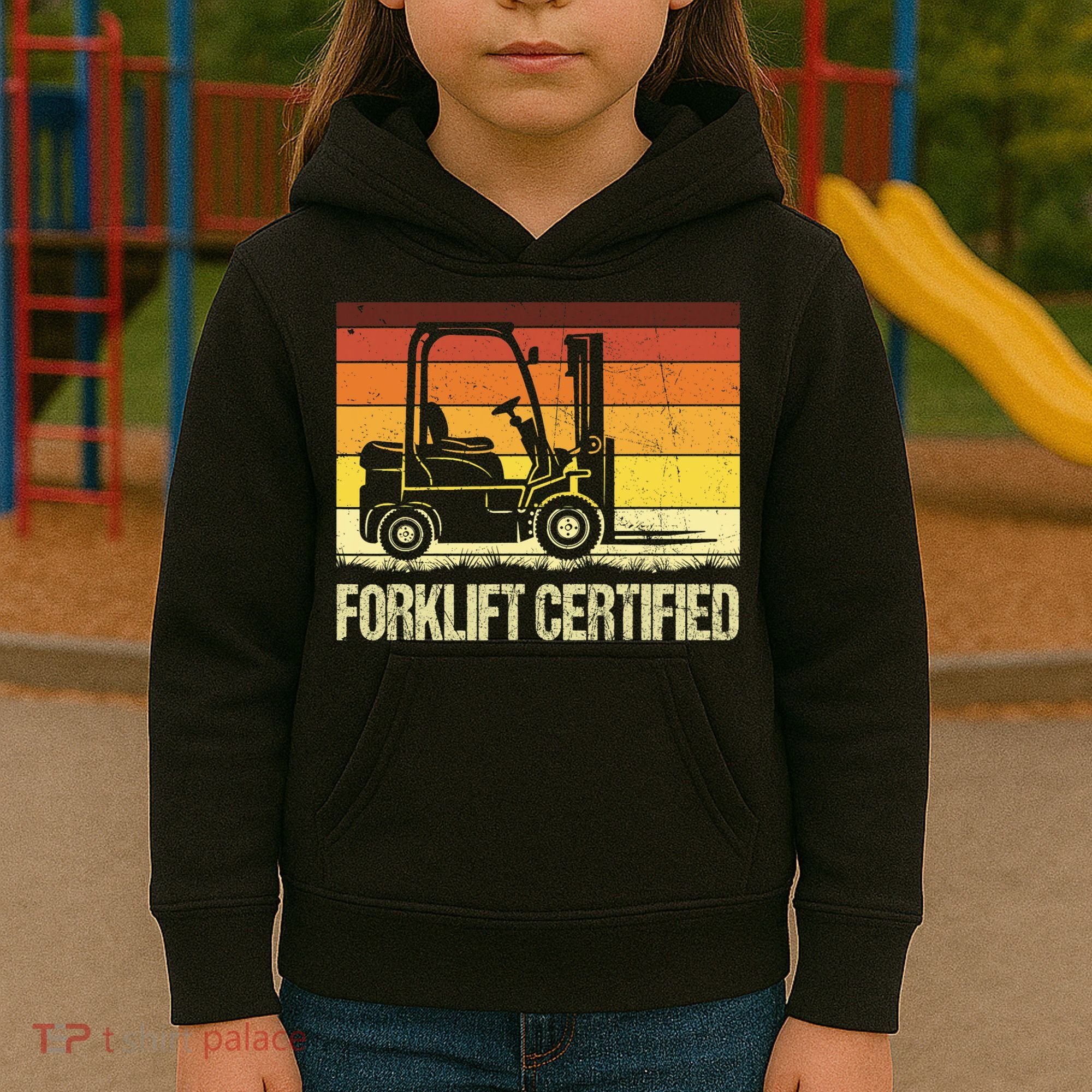 Forklift Certified Retro Forklift Operator Forklift Driver Kids Hoodie
