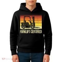 Forklift Certified Retro Forklift Operator Forklift Driver Kids Hoodie thumb 4