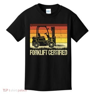 Forklift Certified Retro Forklift Operator Forklift Driver Kids T-Shirt