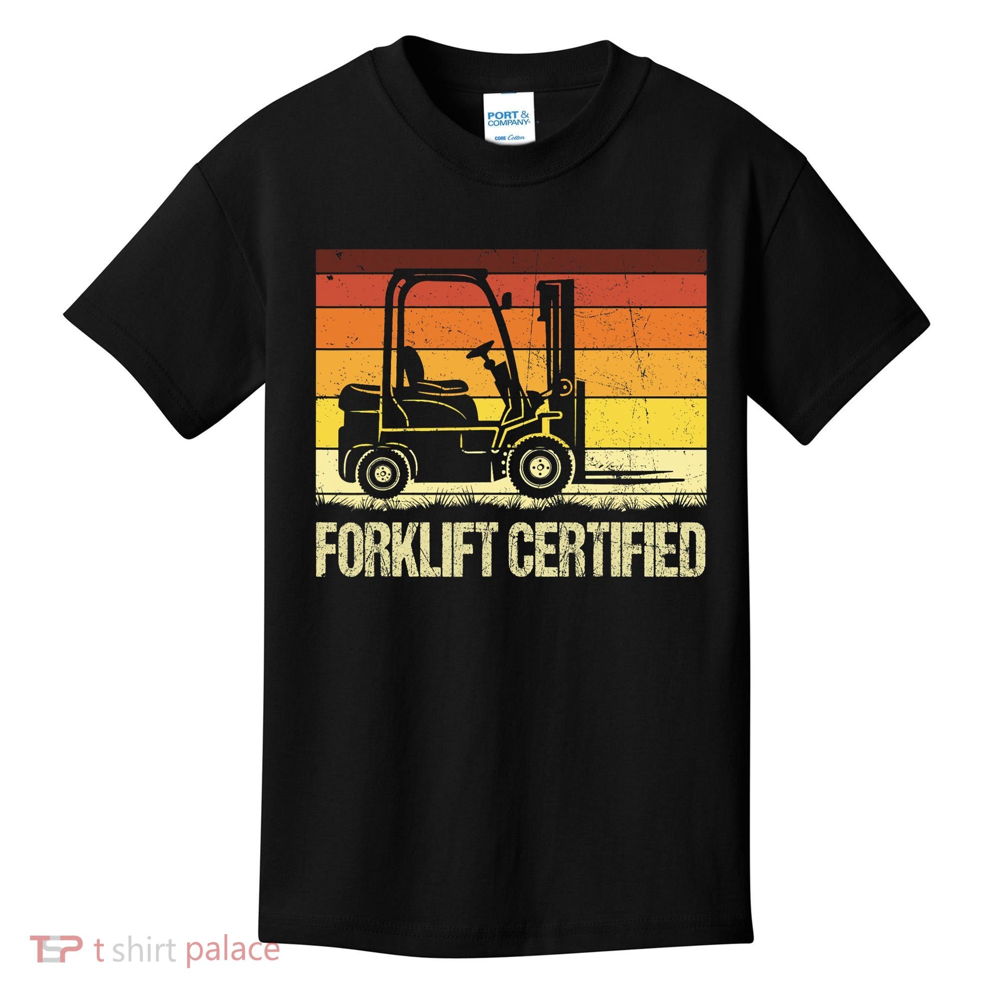 Forklift Certified Retro Forklift Operator Forklift Driver Kids T-Shirt