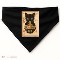 Funny Cat Ramen Graphic Japanese Kawaii Anime Cat USA-Made Doggie Bandana thumb 0