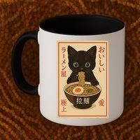 Funny Cat Ramen Graphic Japanese Kawaii Anime Cat Coffee Mug thumb 2