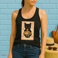Funny Cat Ramen Graphic Japanese Kawaii Anime Cat Women's Tank Top thumb 2