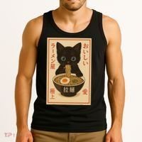 Funny Cat Ramen Graphic Japanese Kawaii Anime Cat Tank Top thumb 3