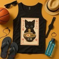 Funny Cat Ramen Graphic Japanese Kawaii Anime Cat Tank Top thumb 4
