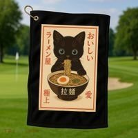 Funny Cat Ramen Graphic Japanese Kawaii Anime Cat Golf Towel thumb 1
