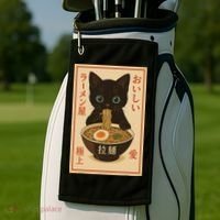 Funny Cat Ramen Graphic Japanese Kawaii Anime Cat Golf Towel thumb 2