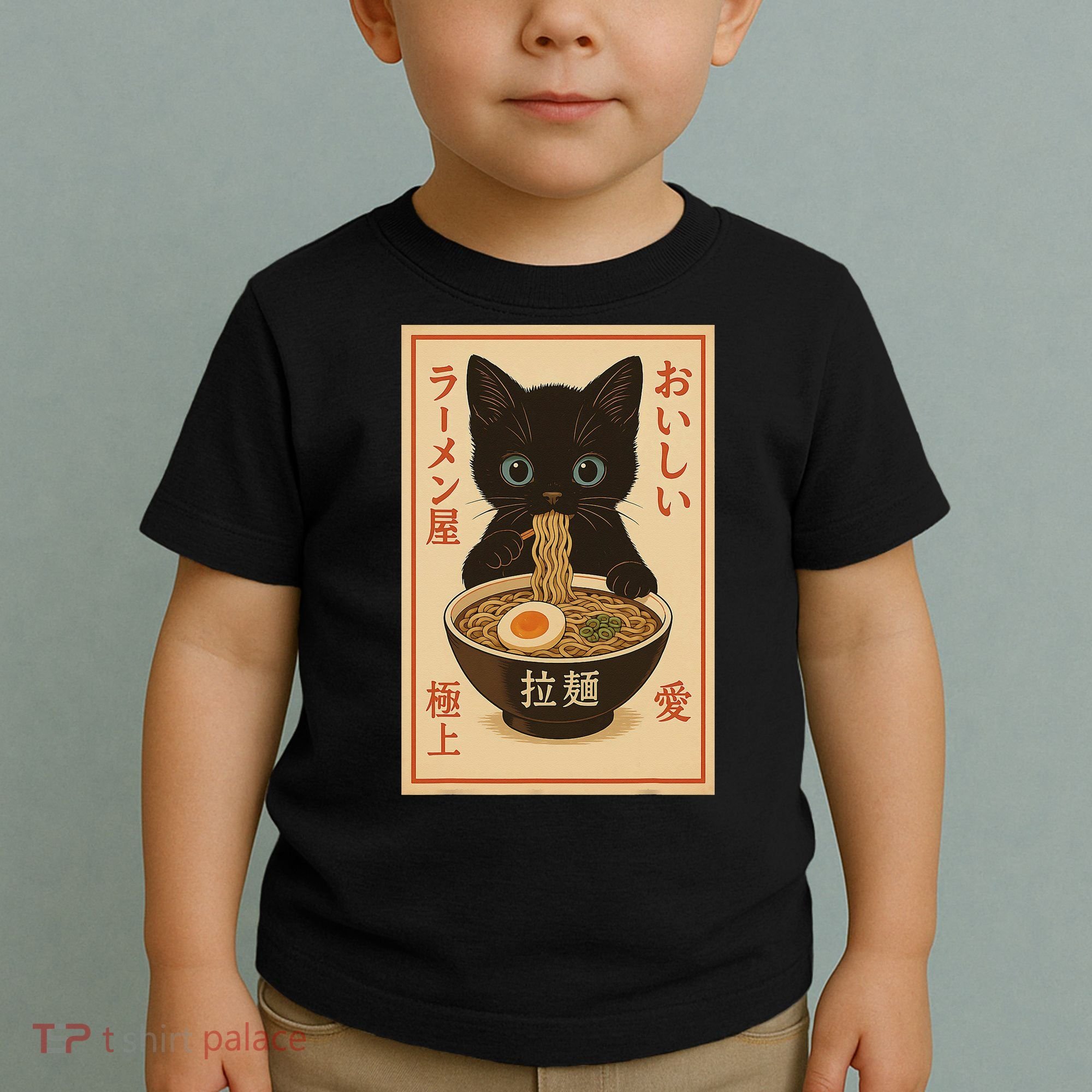 Funny Cat Ramen Graphic Japanese Kawaii Anime Cat Toddler T-Shirt