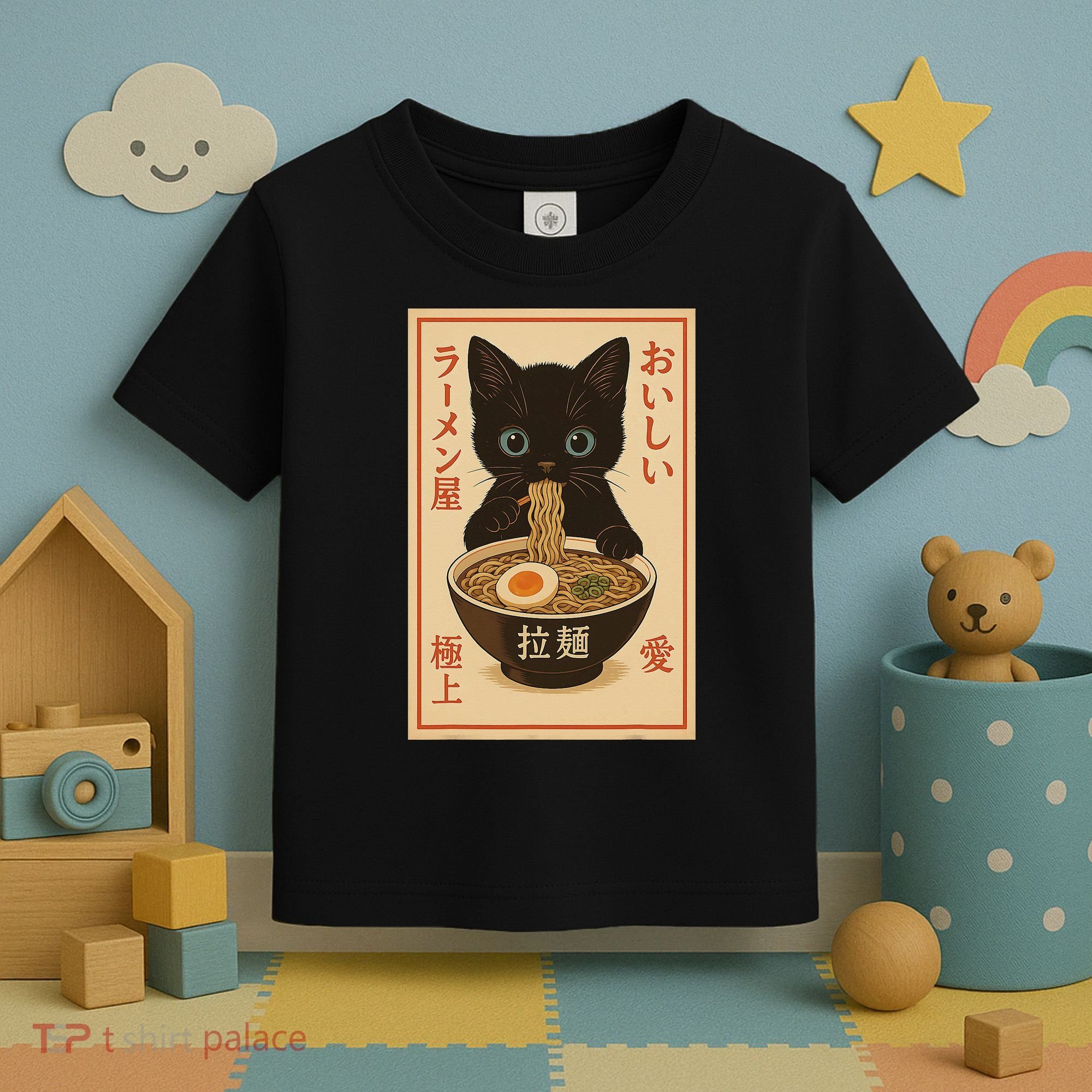 Funny Cat Ramen Graphic Japanese Kawaii Anime Cat Toddler T-Shirt