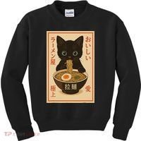 Funny Cat Ramen Graphic Japanese Kawaii Anime Cat Kids Sweatshirt thumb 0