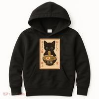 Funny Cat Ramen Graphic Japanese Kawaii Anime Cat Kids Hoodie thumb 0