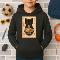 Funny Cat Ramen Graphic Japanese Kawaii Anime Cat Kids Hoodie thumb 2