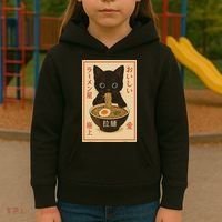 Funny Cat Ramen Graphic Japanese Kawaii Anime Cat Kids Hoodie thumb 3