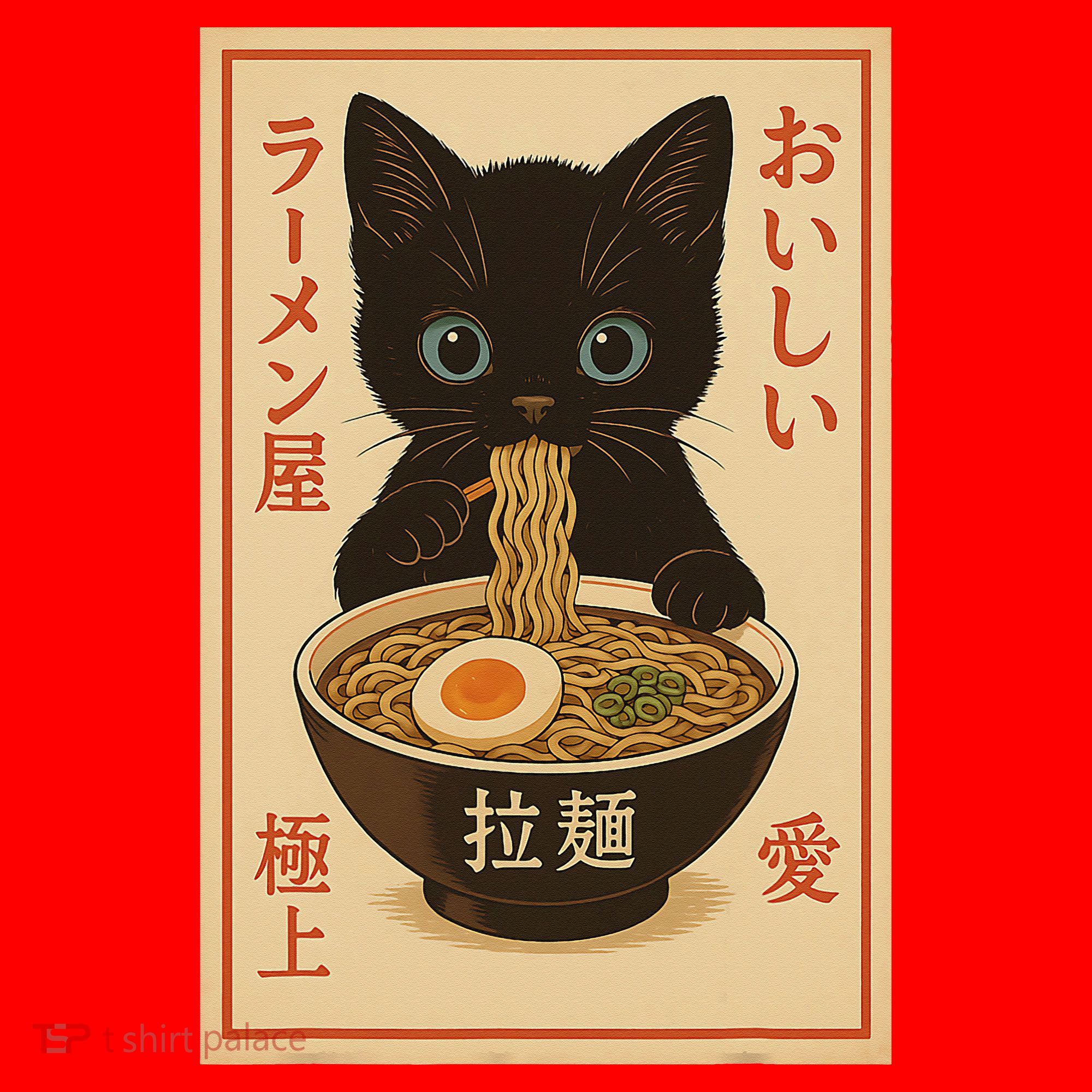 Funny Cat Ramen Graphic Japanese Kawaii Anime Cat Santa Hat