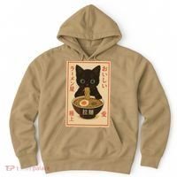 Funny Cat Ramen Graphic Japanese Kawaii Anime Cat Hoodie thumb 0