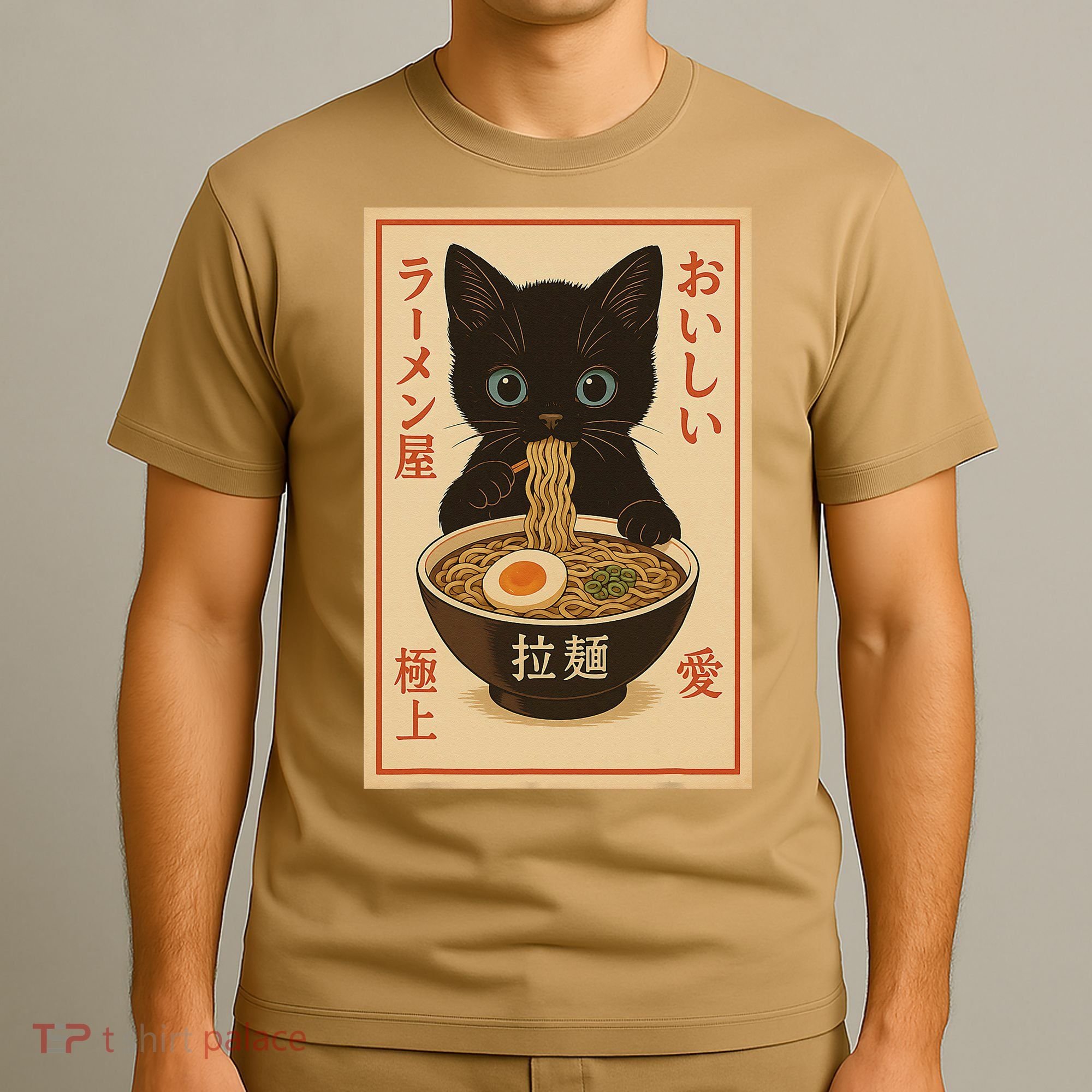 Funny Cat Ramen Graphic Japanese Kawaii Anime Cat T-Shirt