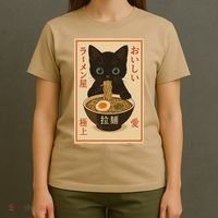 Funny Cat Ramen Graphic Japanese Kawaii Anime Cat T-Shirt thumb 4