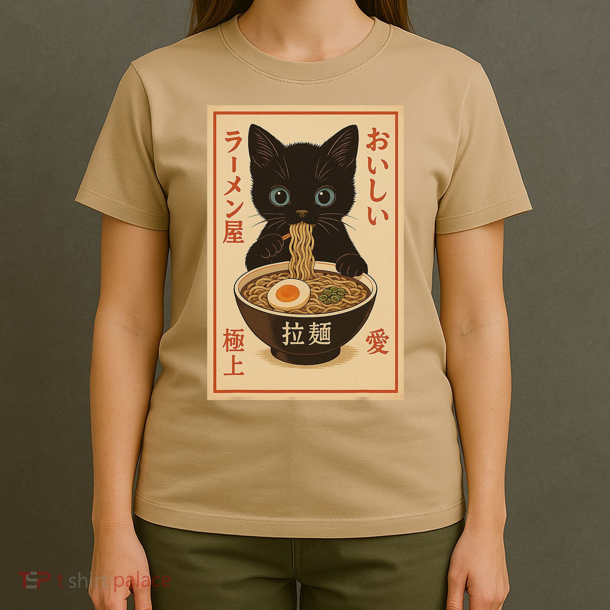 Funny Cat Ramen Graphic Japanese Kawaii Anime Cat T-Shirt