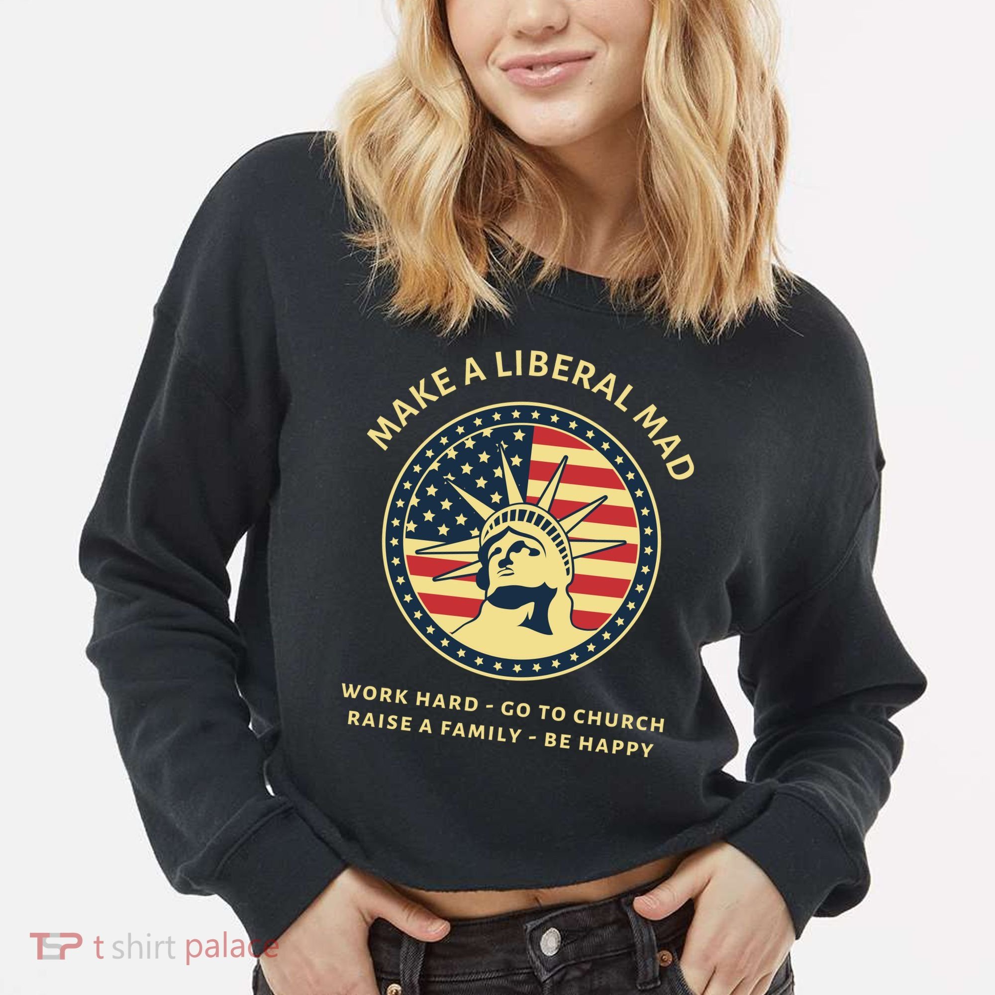 Funny Conservative Republican MAGA Gift Cropped Pullover Crew