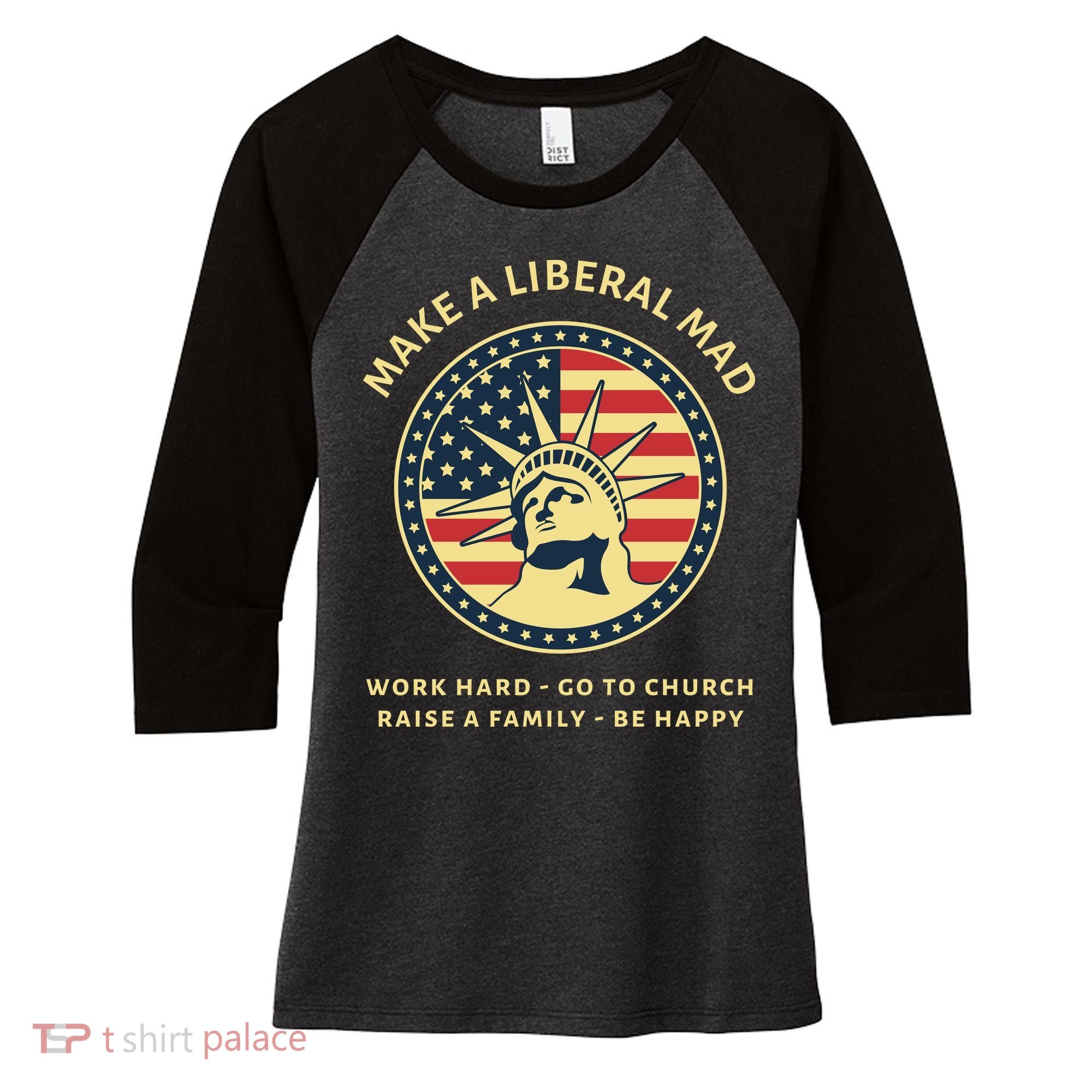 Funny Conservative Republican MAGA Gift Women's Tri-Blend 3/4-Sleeve Raglan Shirt