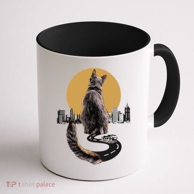 Funny City Road Highway Cat Coffee Mug back